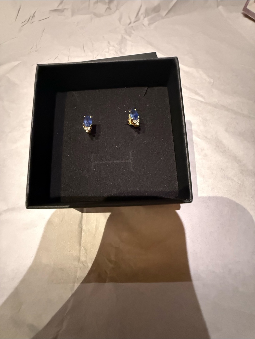 ADI 14K Yellow Gold Oval Blue Sapphire & Diamond Cluster Stud Earrings
